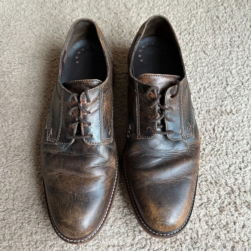 Mephisto Oxford Schuhe Herren 10M Braun Leder Bequem Einfache Zehe Elegant Schnürung