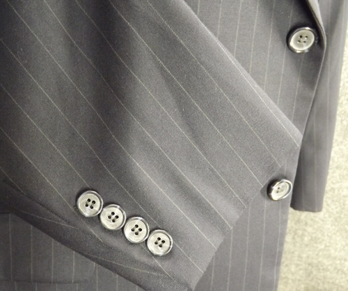 SAVILE ROW Men Suit 48R Navy Pinstripe Wool 40x29 Flat Pants 2 Button - Picture 6 of 13
