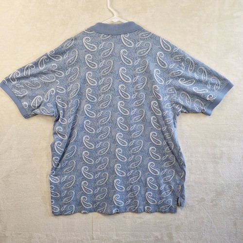 Izod Men's Polo Shirt Size XL Blue & White Paisley Golf 100% Cotton Summer - Picture 6 of 11