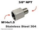 M14x1.5 Female to 3/8" NPT Male Stainless Sensor Adaptor Fittings Conversion