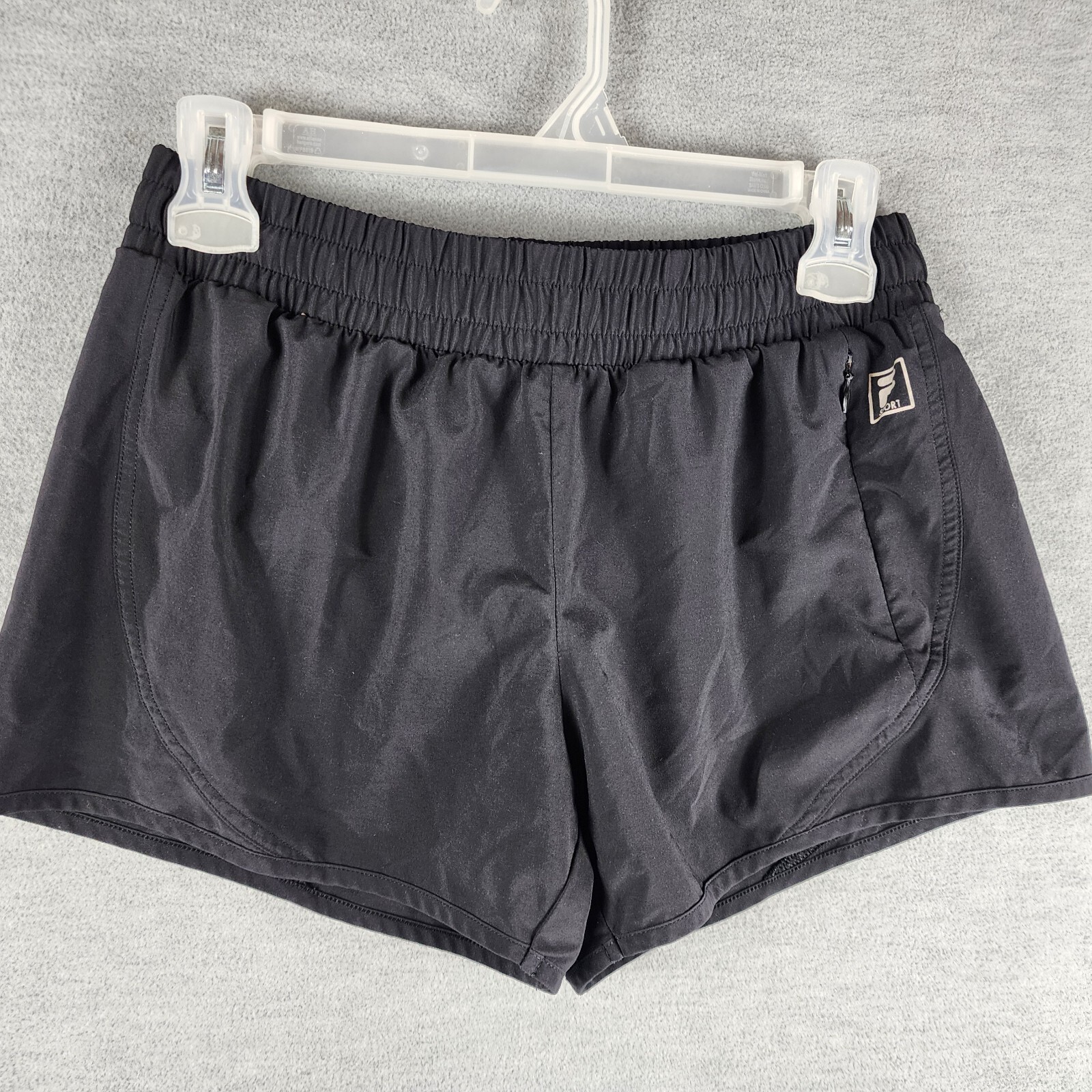 Pantaloncini atletici da donna Fila Sport XS neri pista da corsa cerniera foderati con tasca laterale