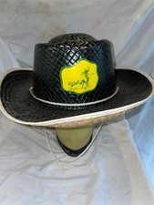 VTG NEW KIDS MEDIUM 60S 70S BLACK HAND PAINTED STRAW COWBOY WESTERN COW HAND HAT
