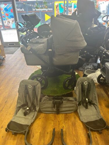 Bugaboo donkey 3 Twin-Black Frame - Grey Melange Black - Professionally Restored - Picture 5 of 6