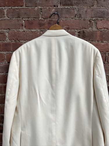 Paul Stuart Men’s Jacket, Sz 45 L, Ivory Herringbone Wool/Silk/Linen - Picture 6 of 12