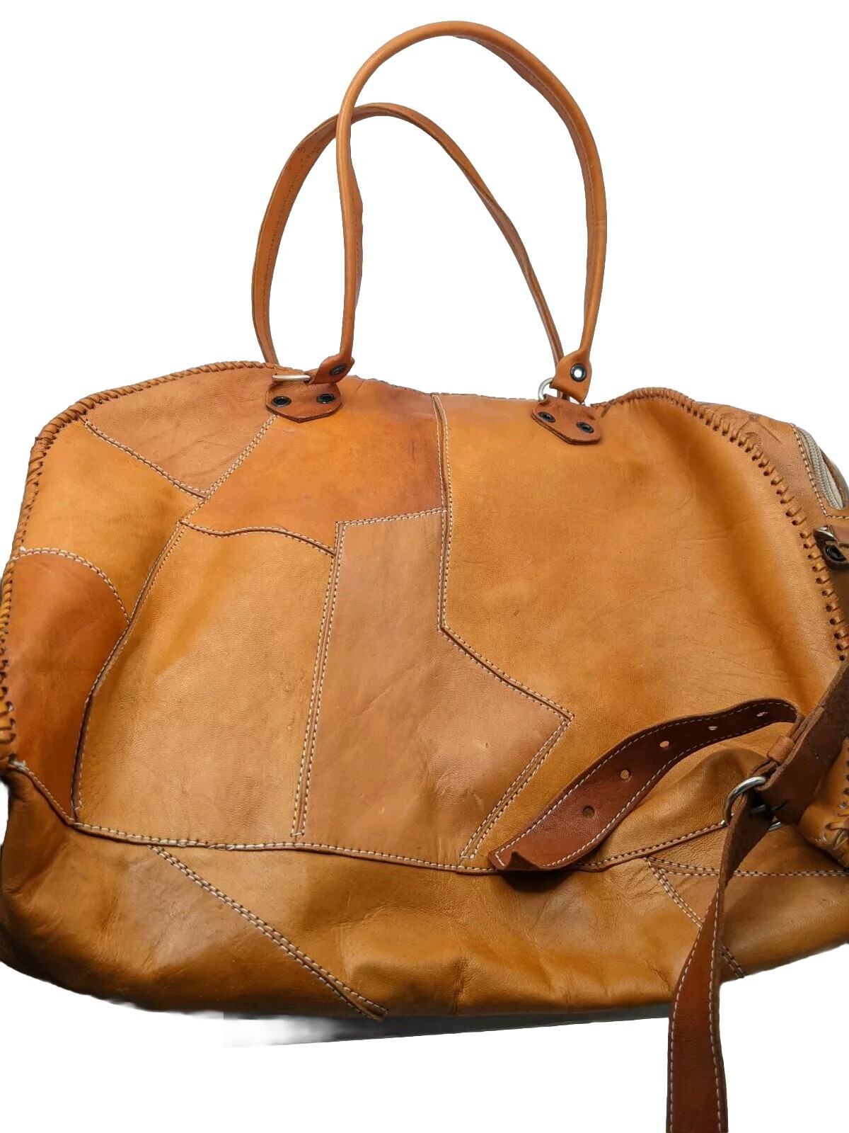 Handmade Leather Patchwork Purse, Hand Tooled Flo… - image 2