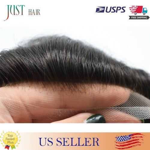 French Lace Front Bleached Men Toupee Hair Replacement System Poly Hairpiece Wig - Picture 7 of 80