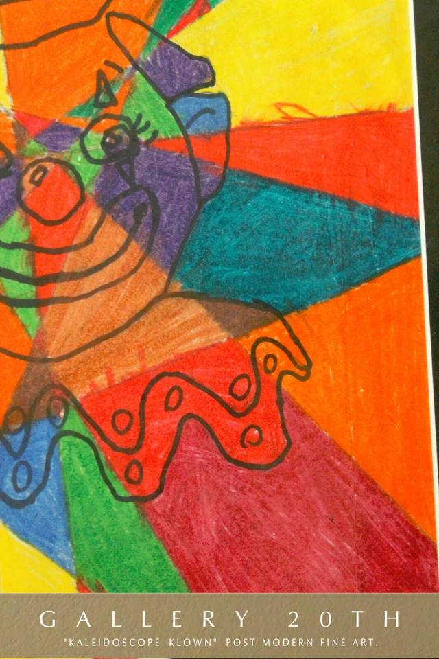 ¡PAYASO DE CIRCO! MID CENTURY "KALEIDOSCOPE KLOWN" ARTE ORIGINAL POSMODERNO! JOKER DE COLECCIÓN Foto 4 de 4