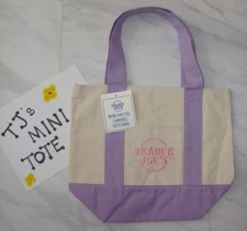 New Trader Joe's Purple Lavender Mini Canvas Reusable Tote Bag Limited Edition