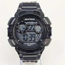 Armitron Pro Sport Digital Watch Men 48MM Day Light Black Plastic Bands Working