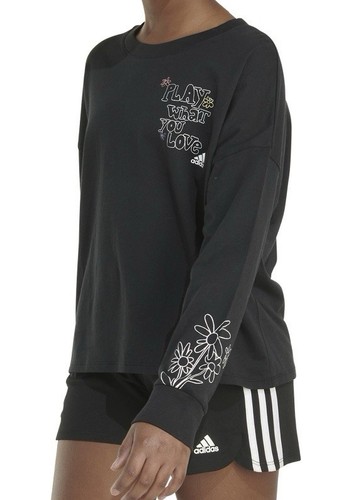 adidas Girls L/S Crew Waist Black Pullover Size M (10-12) Brand New‼️ - Picture 11 of 11