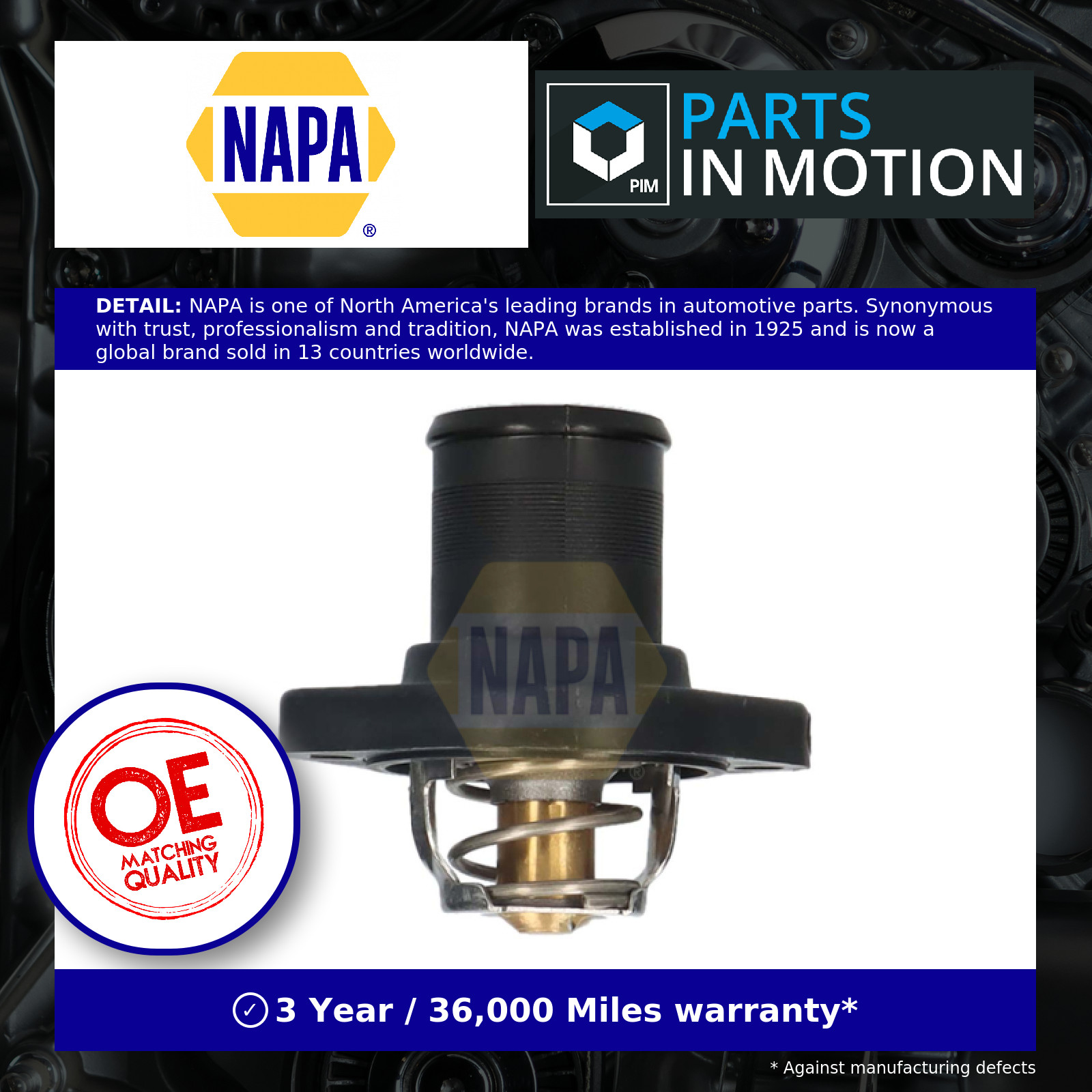 Coolant Thermostat fits PEUGEOT BIPPER 1.4 2008 on NAPA 1336N5 1336Q1 Quality