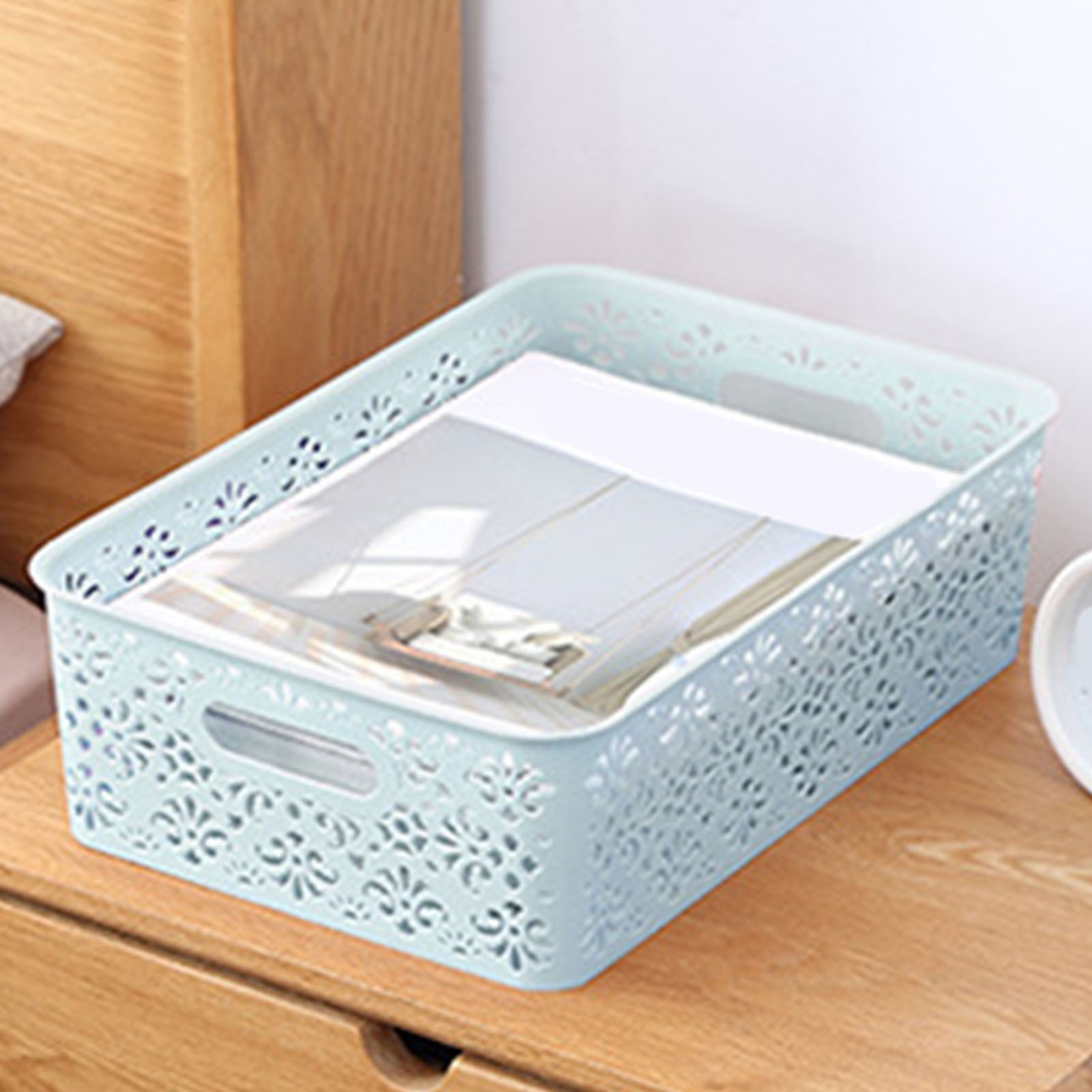 .Multifunction Organization Basket Hollow Out Large Capacity Box Storage Bin For