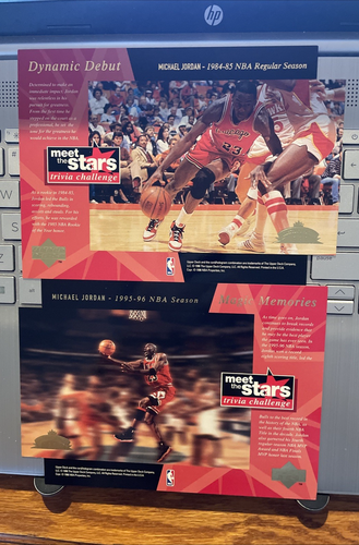 Michael Jordan Upper Deck Meet The Stars 2 Large Cards Lot 1984 and 1996