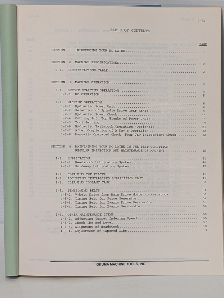 CNC Lathe LNC 8 with OSP5020L CNC System Operation & Maintenance Manual - Image 2 of 4