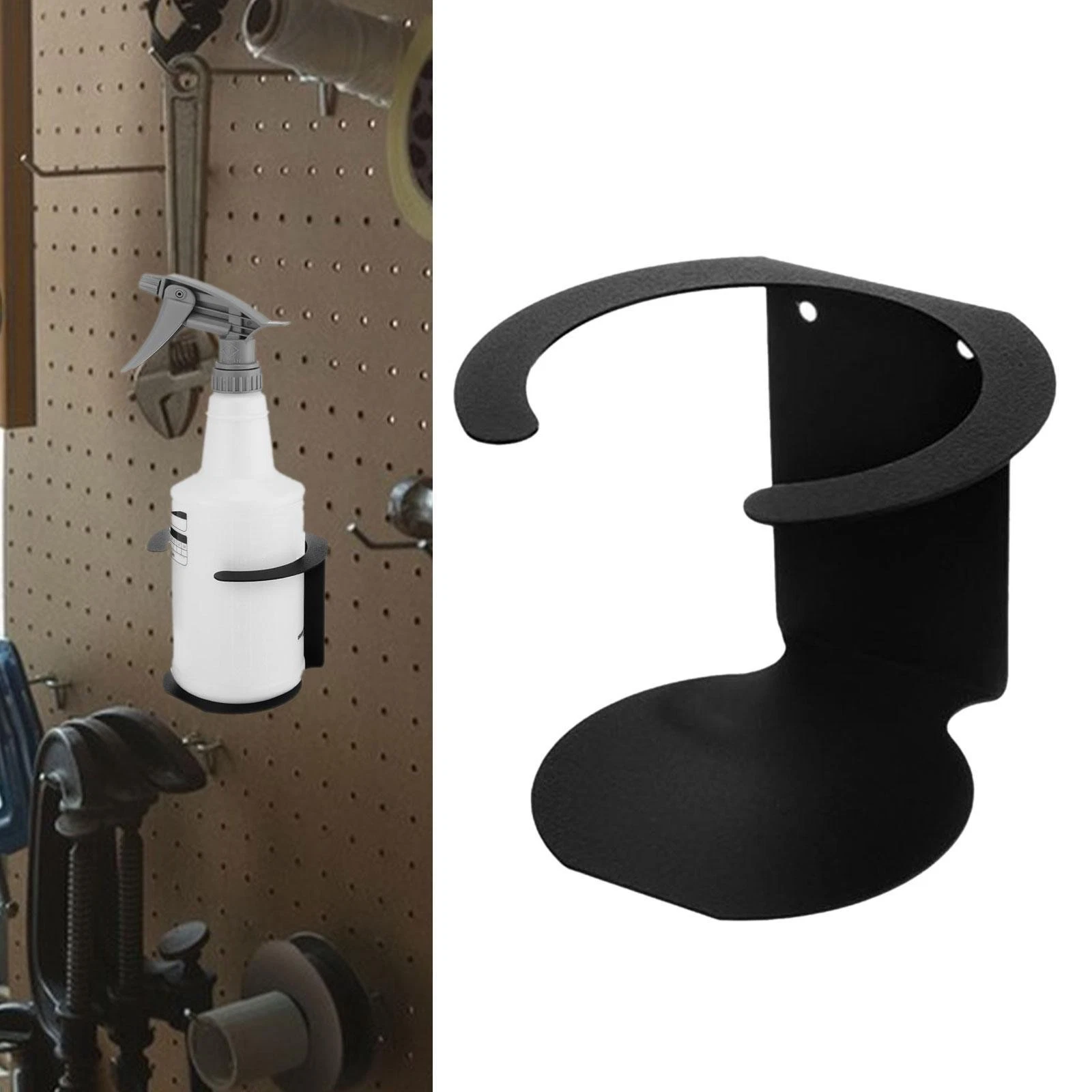 Versatile Metal Wall Mount for Spray Bottles, Ideal for Kitchen And Garage.