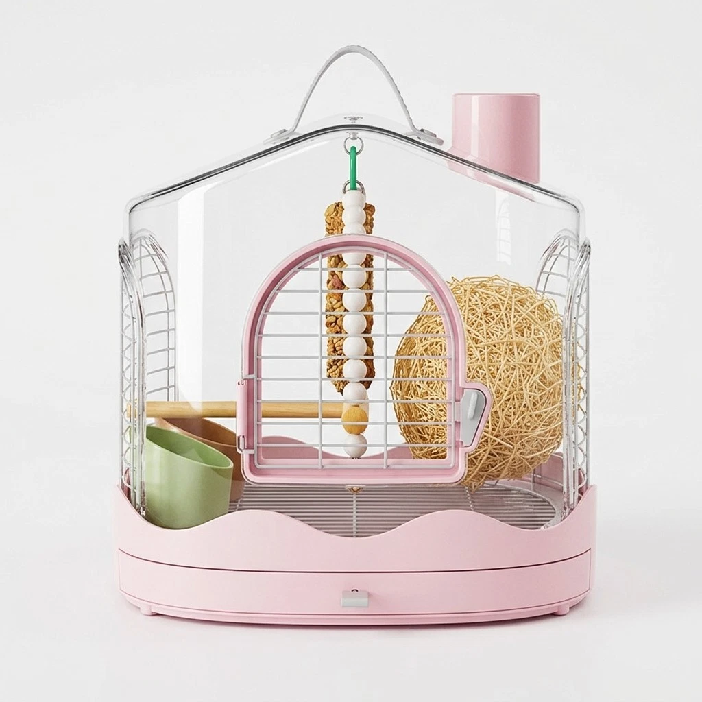 Portable Bird Travel Cage, Small Pet Bird Carrier with Accessories