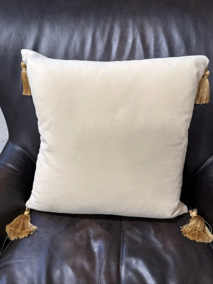 Iosis Paris Chinese Emperor Tapestry Throw Pillow Tasseled Zippered 18” X 18” - Image 2 of 3