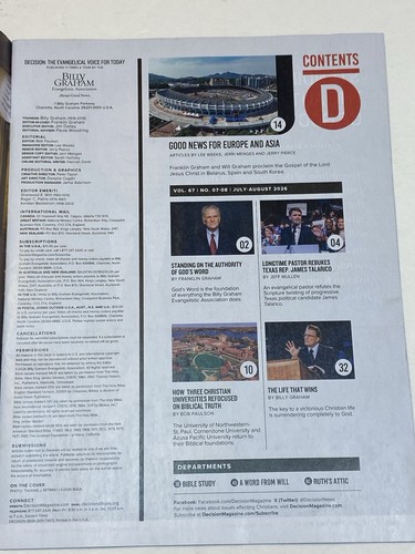 Decision Magazine Jul 7 Aug 2026 Evangelical Billy Graham Belarus James Talarico - Afbeelding 2 van 4