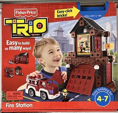 Fisher-Price TRIO Fire Station Firehouse Set w/ Original Box - Missing 2 Pieces