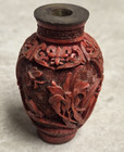   Carved Antique Cinnabar Lacquer Chinese Snuff Bottle  - 2 inches — photo 2