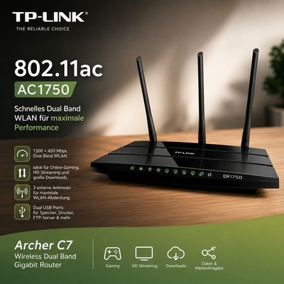 TP-LINK Archer C7 AC1750 Dual-Band Gigabit WLAN Router 802.11ac USB