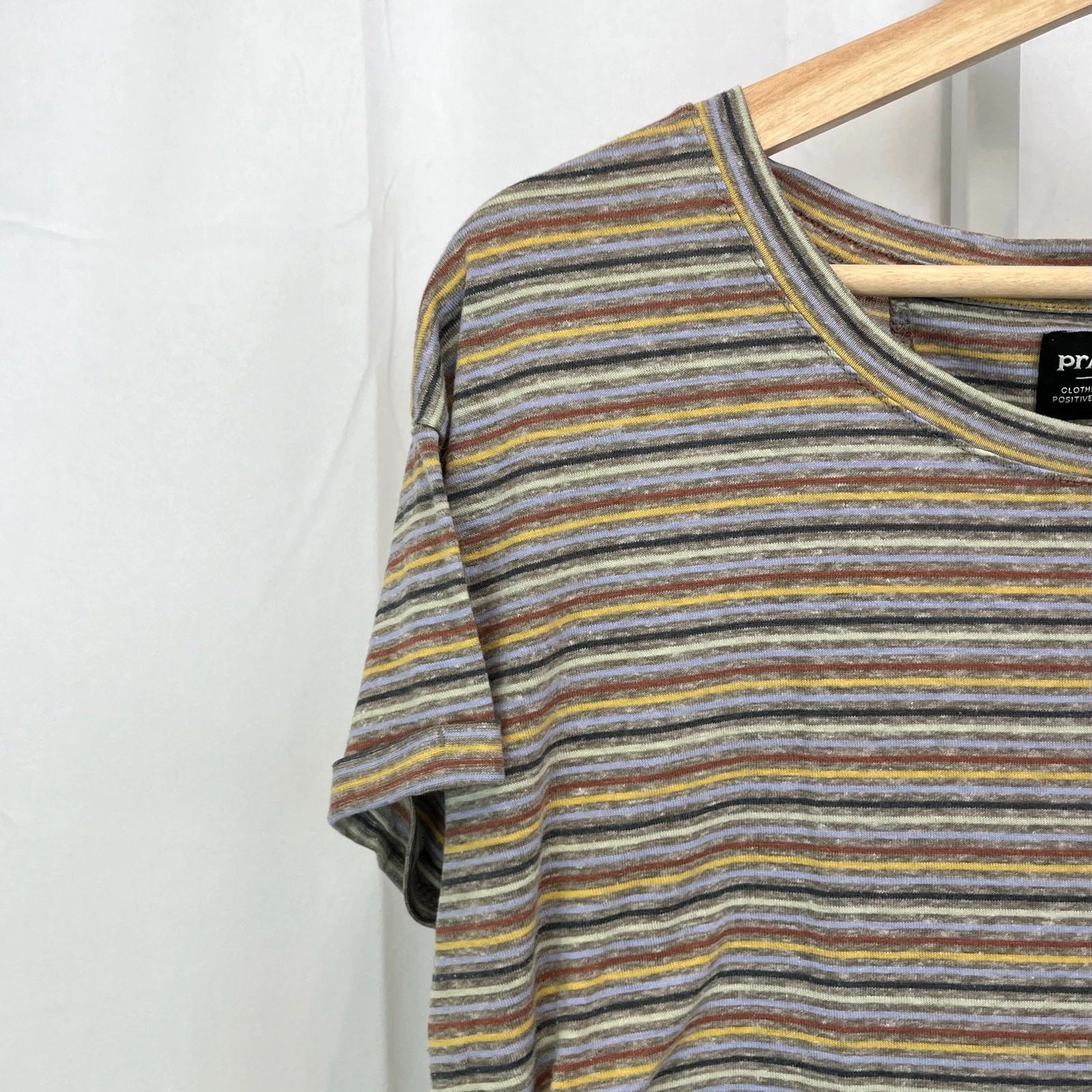 prana cozy up short sleeve striped multicolor shirt