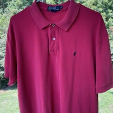 Polo Ralph Lauren Men S/S Golf Polo Shirt XL Made In USA Distressed Red VTG