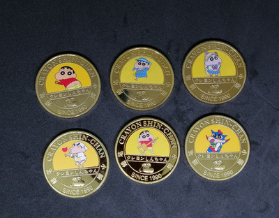 Crayon Shin-Chan 6x vergoldete Münze Coins Anime Manga