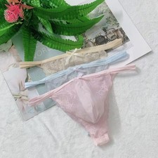 Lace Mens Seamless Underwear Thongs See Through G String Breathable Pouch