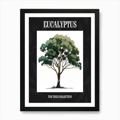 Eukalyptusbaum Pixel Illustration gerahmt Wandbild Poster Leinwanddruck Bild