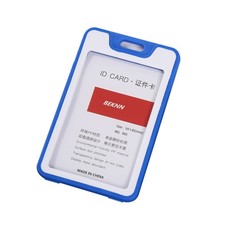 1Pc Blue Meeting ID Badge Card Holder Slim Hard Card Cover Case w/ Lanyard d