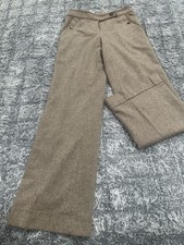 Tory Burch Women's Brown Tweed Wool Blend Straight Leg Dress Pants Pockets 31"