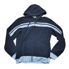 Nike Hoodie Boys 16-18 Blue Fleece Full Zip Striped Sweatshirt Swoosh Logo