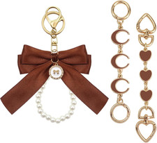 3Pcs Brown Purse Extender Chain Bow Keychain Kits Bag Extender Chain Bag Strap C