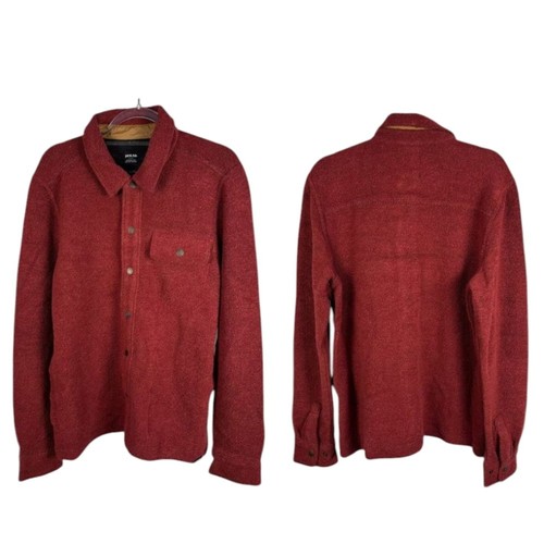 NWT Prana IncrediWool Overshirt Rust Heather Dark Red Size M - Picture 2 of 11