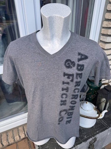 Orig. Maglia Abercrombie & Fitch V - grigia - taglia XL - Muscle Fit used look**