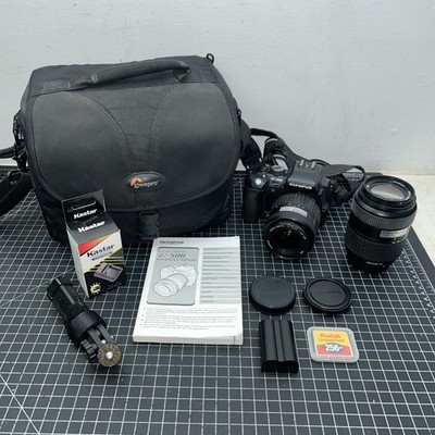 Olympus E-500 8MP EVolt Camera 14-45mm 40-150mm DLSR Flash Bundle NICE!