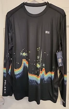 Pelagic Vaportek Black Sonar Fishing Shirt Long Sleeve SZ M NWT *Defect Hem READ