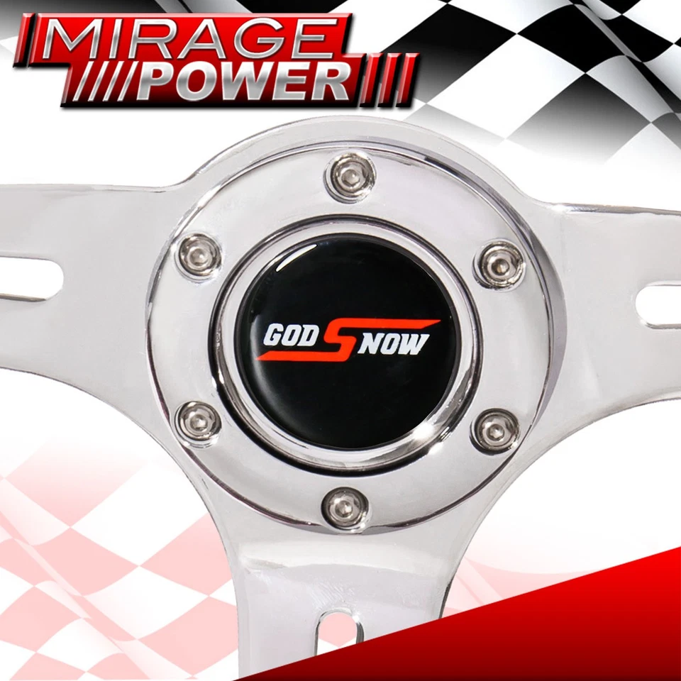 Metallic Black Wood Deep Dish Aluminum Center 3 Spoke Godsnow Steering Wheel - Изображение 4 из 4