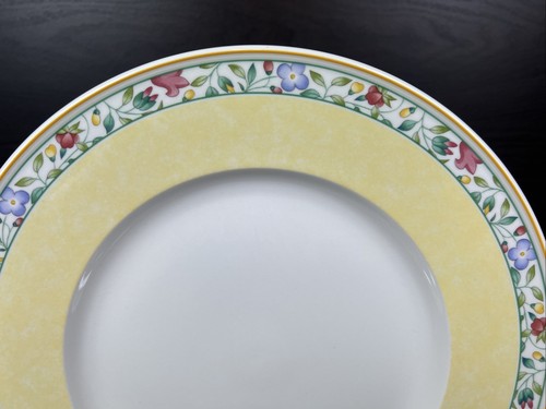 7 Nice Villeroy & Boch Virginia 10 1/2” Dinner Plates Yellow Floral Rim - Picture 4 of 12