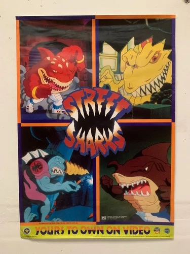 Street Sharks 1994 Australian VHS Video Store Movie Poster 49 x 69cm Toy Cartoon