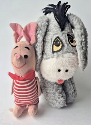 1960s Sears Disney Winnie the Pooh PIGLET & EEYORE Sawdust Filled Toy Vtg Japan