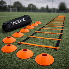 20ft Universal Sports Agility Ladder Training Set w/ Cones Stakes Bag