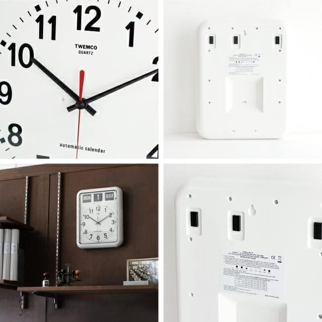 TWEMCO Wall Clock Flip Perpetual Calendar BQ-12A White 15
