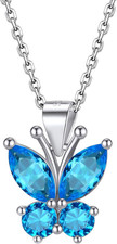 Cute Butterfly Birthstone Necklace for Women, Dazzling Cute Silver/Gold Necklace