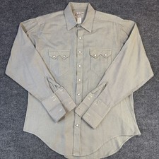 VTG 90s Rockmount Ranch Wear Shirt Mens Medium Gray Western Pearl Snap USA Made