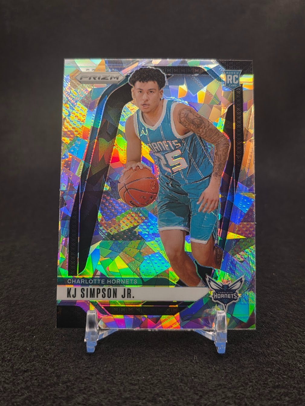 2024-25 Panini Prizm #247 KJ Simpson Jr. Ice Prizm RC Hornets