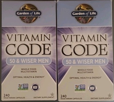 FOR 2 Garden of Life Vitamin Code 50 & Wiser Men Multivitamin 240ct EXP05/2026