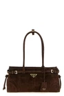 PRADA Bonnie Medium $3550 Dark Brown Suede Top Handle Bag New & Authentic