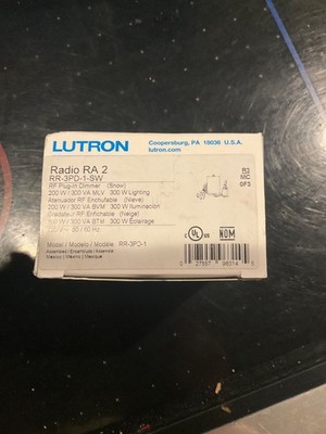 Lutron RR-3PD-1-SW RadioRA 2 RF Plug-in Dimmer Snow White RR 3 PD 1 SW New